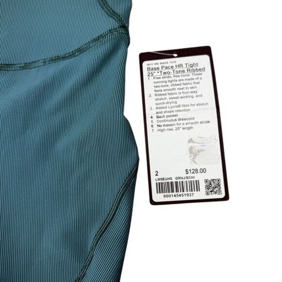 Lululemon Base Pace High-Rise Tight 25" Green Jasper / Blue Chill Size 2 - Picture 7 of 11